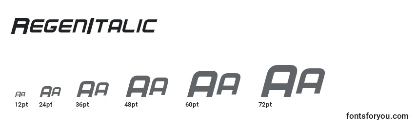 Размеры шрифта RegenItalic