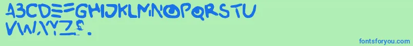 Buried Font – Blue Fonts on Green Background