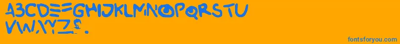 Buried-Schriftart – Blaue Schriften auf orangefarbenem Hintergrund