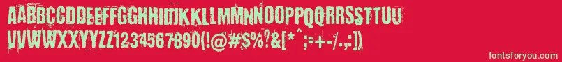 フォントBaronKuffner – 赤い背景に緑の文字