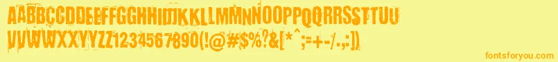 BaronKuffner-Schriftart – Orangefarbene Schriften auf gelbem Hintergrund