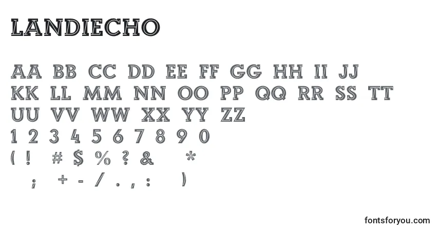 A fonte LandiEcho – alfabeto, números, caracteres especiais