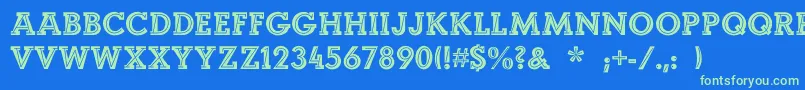 LandiEcho Font – Green Fonts on Blue Background