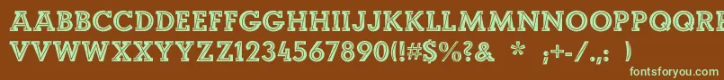 フォントLandiEcho – 緑色の文字が茶色の背景にあります。