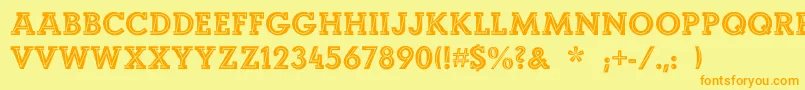 フォントLandiEcho – オレンジの文字が黄色の背景にあります。