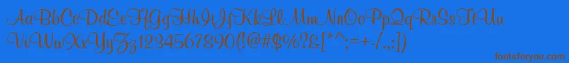 Fonte MuralScript – fontes marrons em um fundo azul