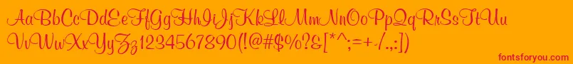 MuralScript-Schriftart – Rote Schriften auf orangefarbenem Hintergrund