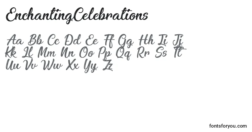 Schriftart EnchantingCelebrations – Alphabet, Zahlen, spezielle Symbole