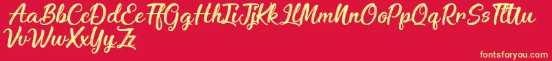 EnchantingCelebrations Font – Yellow Fonts on Red Background