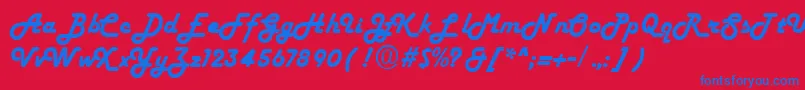 Fiftyhvy Font – Blue Fonts on Red Background