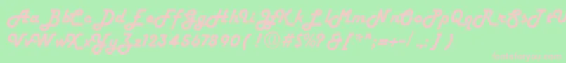 Fiftyhvy Font – Pink Fonts on Green Background