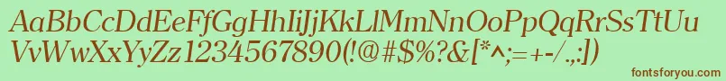 ClearfaceItalic Font – Brown Fonts on Green Background