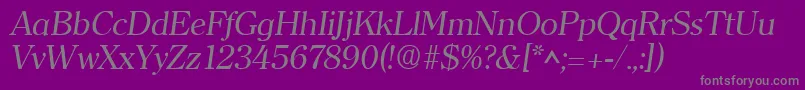 Weitere Informationen zur ClearfaceItalic-Schriftart ClearfaceItalic-Schriftart – Graue Schriften auf violettem Hintergrund