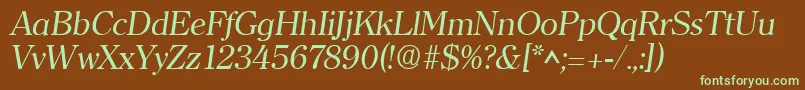 ClearfaceItalic-fontti – vihreät fontit ruskealla taustalla