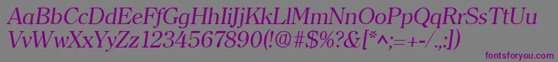 ClearfaceItalic-fontti – violetit fontit harmaalla taustalla