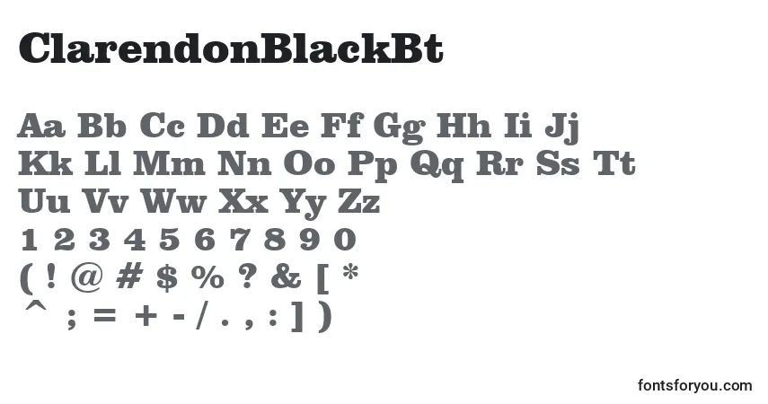 A fonte ClarendonBlackBt – alfabeto, números, caracteres especiais
