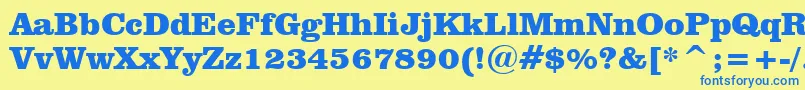 フォントClarendonBlackBt – 青い文字が黄色の背景にあります。