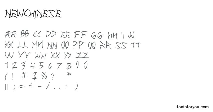 Czcionka NewChinese – alfabet, cyfry, specjalne znaki