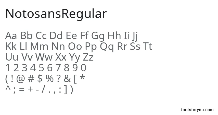 Schriftart NotosansRegular – Alphabet, Zahlen, spezielle Symbole