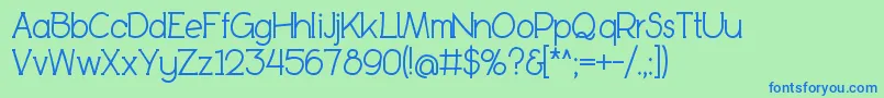 BookietasticRegular-Schriftart – Blaue Schriften auf grünem Hintergrund