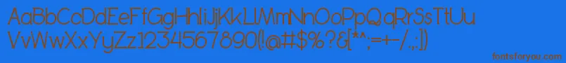 BookietasticRegular-Schriftart – Braune Schriften auf blauem Hintergrund