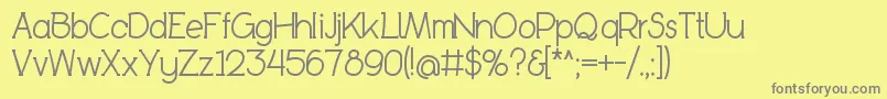 BookietasticRegular-Schriftart – Graue Schriften auf gelbem Hintergrund