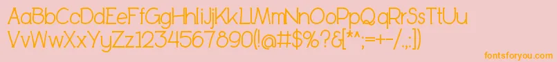BookietasticRegular-Schriftart – Orangefarbene Schriften auf rosa Hintergrund