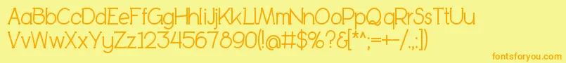 BookietasticRegular-Schriftart – Orangefarbene Schriften auf gelbem Hintergrund