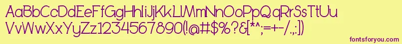 BookietasticRegular Font – Purple Fonts on Yellow Background