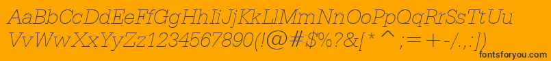 SerifaThinItalicBt Font – Black Fonts on Orange Background