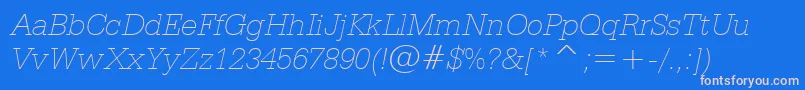 Czcionka SerifaThinItalicBt – różowe czcionki na niebieskim tle