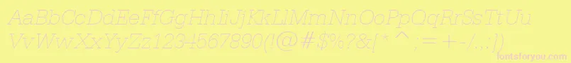 SerifaThinItalicBt-fontti – vaaleanpunaiset fontit keltaisella taustalla