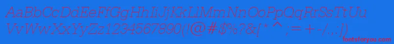 SerifaThinItalicBt Font – Red Fonts on Blue Background