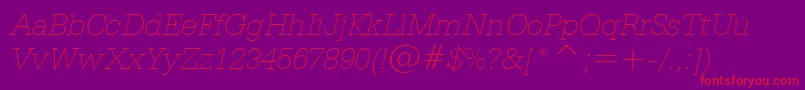 SerifaThinItalicBt Font – Red Fonts on Purple Background