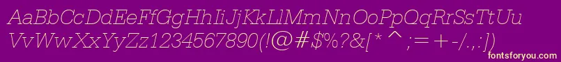 SerifaThinItalicBt Font – Yellow Fonts on Purple Background
