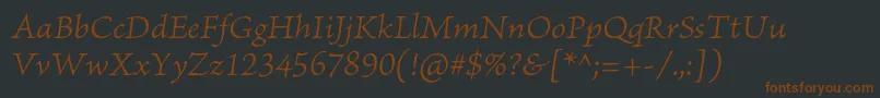 Шрифт BriosoproLightitcapt – коричневые шрифты на чёрном фоне