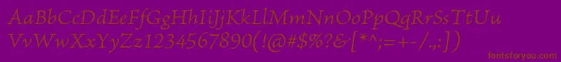 BriosoproLightitcapt-Schriftart – Braune Schriften auf violettem Hintergrund