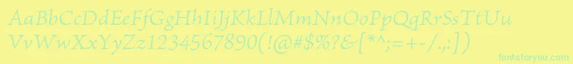 BriosoproLightitcapt Font – Green Fonts on Yellow Background