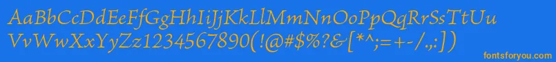 BriosoproLightitcapt Font – Orange Fonts on Blue Background