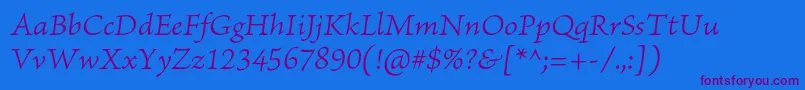 BriosoproLightitcapt Font – Purple Fonts on Blue Background