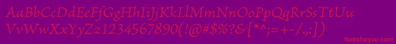 BriosoproLightitcapt Font – Red Fonts on Purple Background