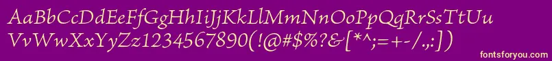 BriosoproLightitcapt Font – Yellow Fonts on Purple Background