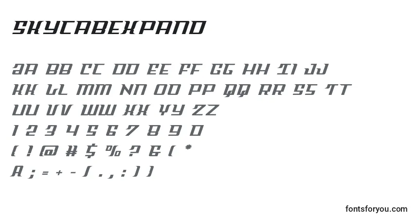 A fonte Skycabexpand – alfabeto, números, caracteres especiais