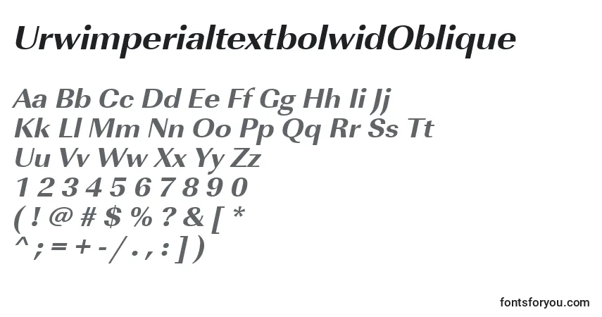 Czcionka UrwimperialtextbolwidOblique – alfabet, cyfry, specjalne znaki