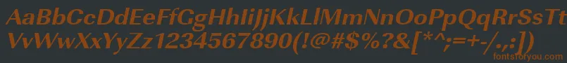 Шрифт UrwimperialtextbolwidOblique – коричневые шрифты на чёрном фоне
