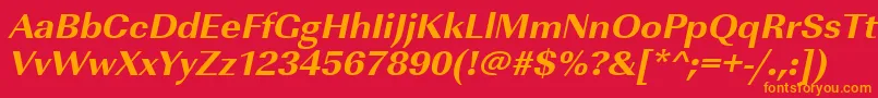 Шрифт UrwimperialtextbolwidOblique – оранжевые шрифты на красном фоне