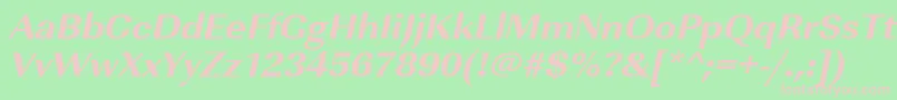 UrwimperialtextbolwidOblique-fontti – vaaleanpunaiset fontit vihreällä taustalla