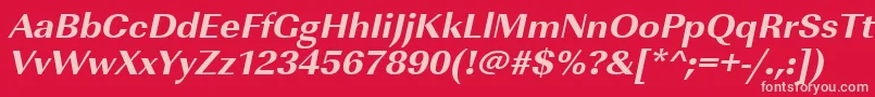 Czcionka UrwimperialtextbolwidOblique – różowe czcionki na czerwonym tle