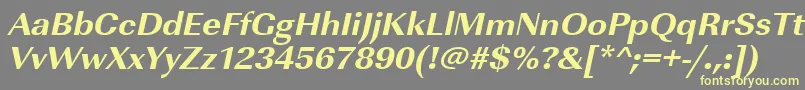 Шрифт UrwimperialtextbolwidOblique – жёлтые шрифты на сером фоне