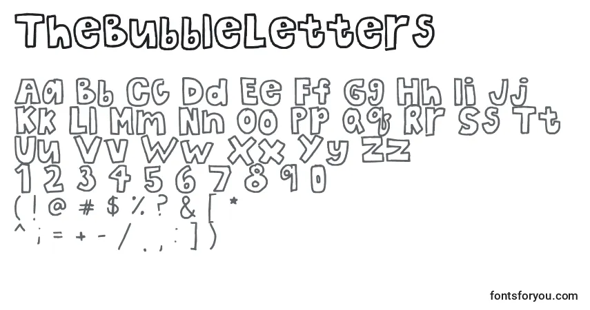 Schriftart TheBubbleLetters – Alphabet, Zahlen, spezielle Symbole
